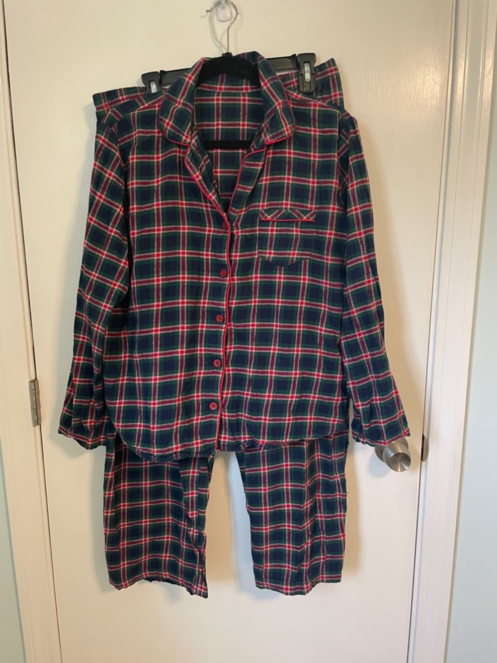 Croft & barrow Green and Red Plaid Cotton pajama set women’s size large